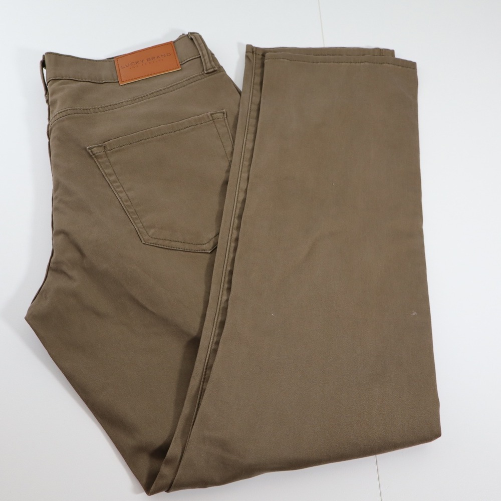 Lucky Brand 410 Athletic Straight Pants Mens 30x30 Olive Brown Trousers